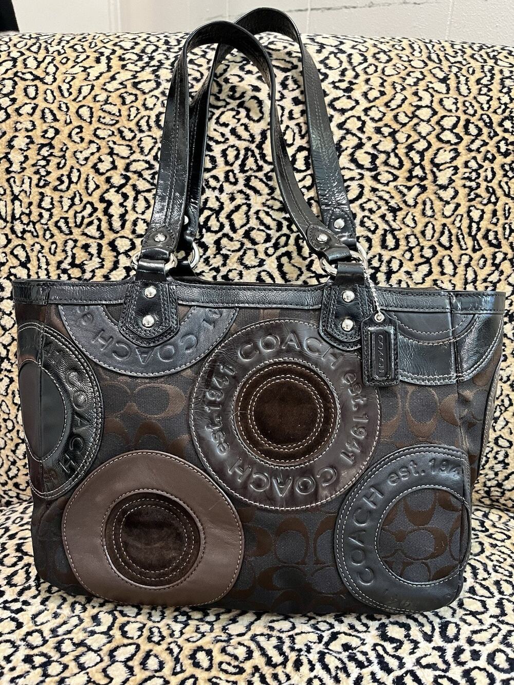 Coach Vintage Brown Soho Canvas Patchwork Signature C Shoulder/Tote Bag